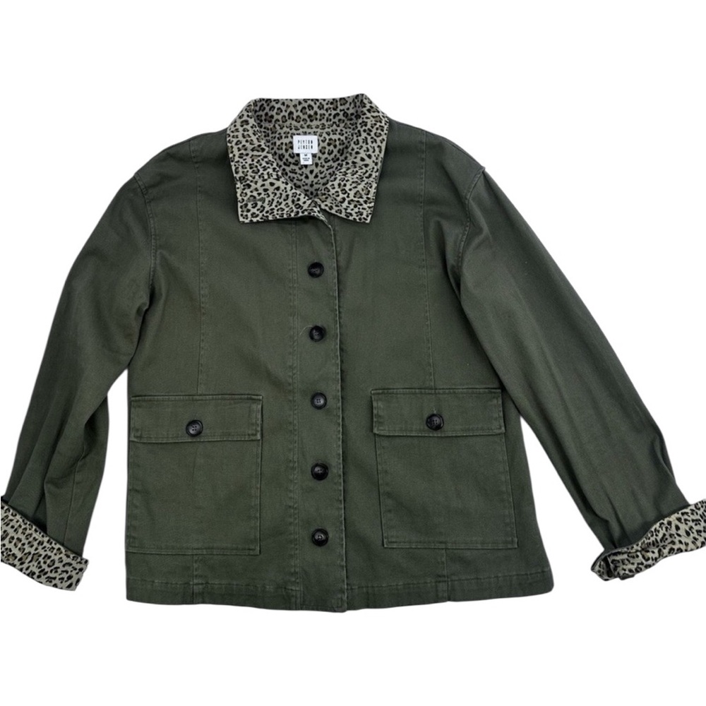 Peyton Jensen Safari Jacket Long Slv Button Up‎ Olive Green Size M